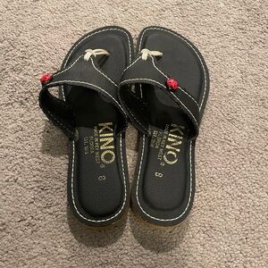 Kino Black Sandals with lady bug for Women